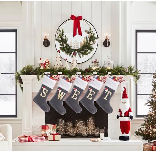Sailup 20 Inches Monogram Christmas Stockings with Letters, Large