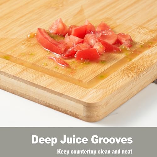 Allsum Large Bamboo Wood Cutting Boards for Kitchen, 1" Extra Thick