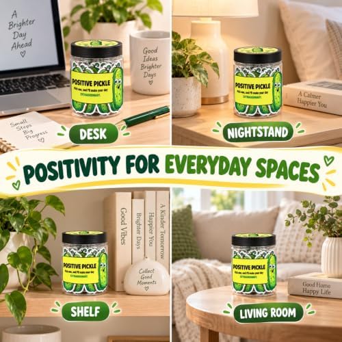 DEARMINE 60 Positive Pickle Cards Jar, Birthday Gifts for Women