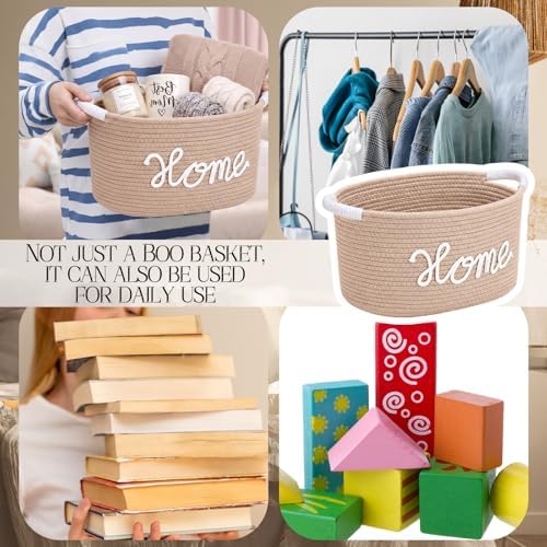 Meanplan House Warming New Home Gift Basket,Cotton Rope, Pink