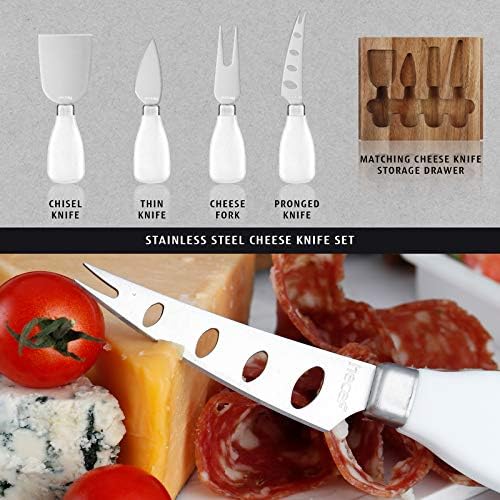 hecef Cheese Board Set Acacia Wood - Large Charcuterie Board with