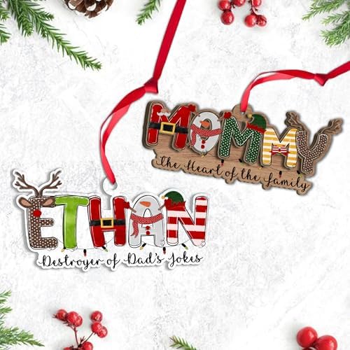 Personalized Family Christmas Name Ornament – Custom Wooden or Acrylic