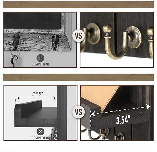 Rebee Vision Key Holder Wall Mount with Shelf for Office, Distressed