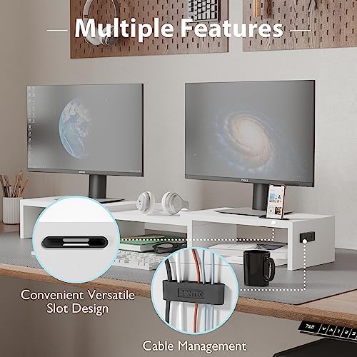 BONTEC Dual Monitor Stand Riser, Adjustable Length & Swivel Angle
