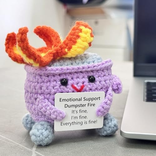 RovyFota Positive Crochet Dumpster Fire Plush – Stress Relief