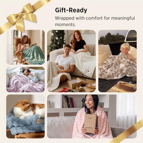 Bedsure Cloud Bubble Blanket, Soft Cozy Throw, Off White, 50"×60"
