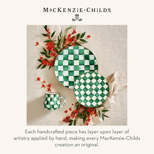 MACKENZIE-CHILDS Enamel Dinner Plate, Green-and-White Emerald Check
