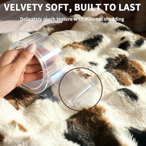 Ultra-Soft Fuzzy Faux Fur Throw Blanket,Cow Print,50x60 in