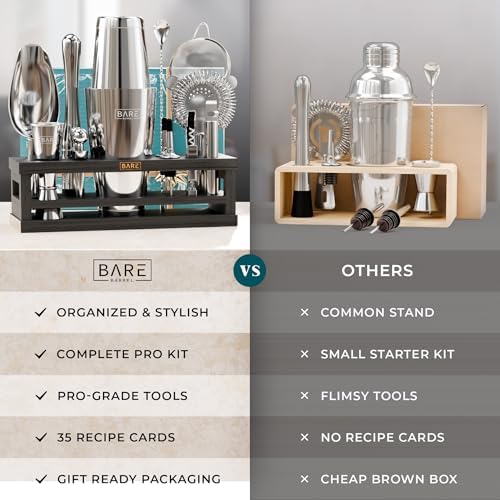 BARE BARREL® Mixology Bartender Kit Bar Set | 16-Piece Cocktail Shaker