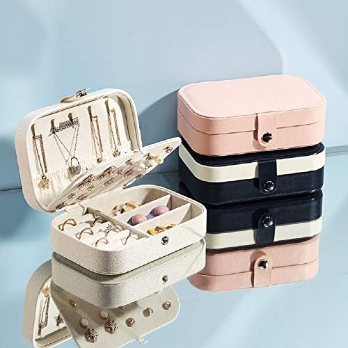 Small Portable Jewelry Organizer, Double Layer PU Leather Mini Jewelry