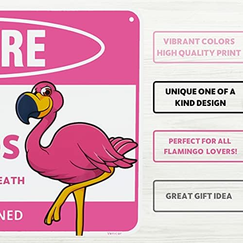 Venicor Flamingo Sign - 8 x 12 Inches - Aluminum - Pink Flamingo Gifts