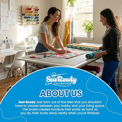 Sew Ready Folding Adjustable Height Sewing Craft Table with Drawers