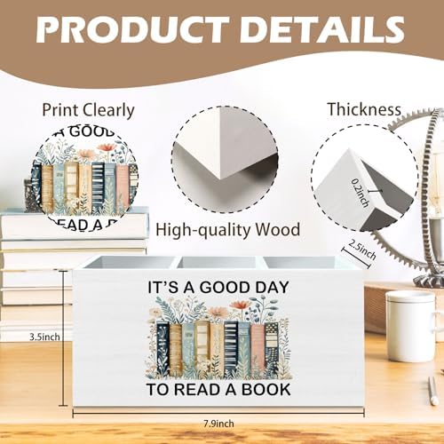 DILSJ Book Lovers Gifts Pen Pencil Holder Organizer for Desk, Bookish