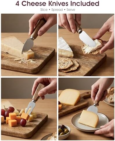 Charcuterie & Cheese Board Set, 5-Piece, 15.7", Acacia Wood