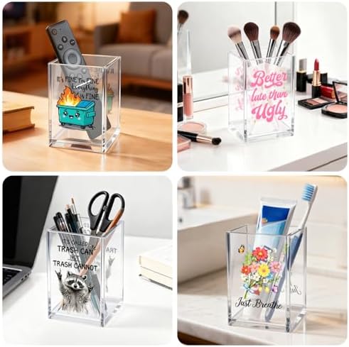 I Just Work Here Pen Holder for Desk, Cute Desk Accessories for Work