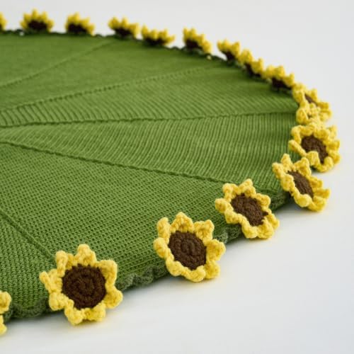 Longhui bedding Crochet Flower Bouquet Throw Blanket, Handmade Knitted
