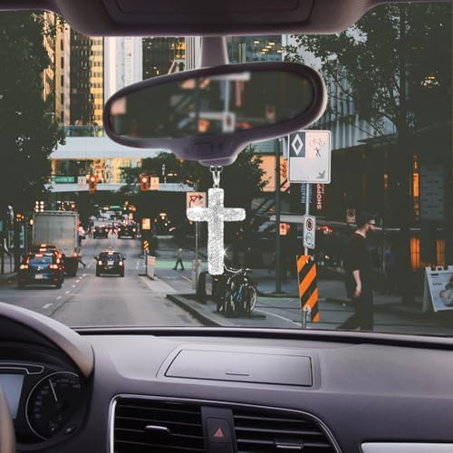 Bling Car Rear View Mirror Accessories Hanging Pendant,Cross Crystal