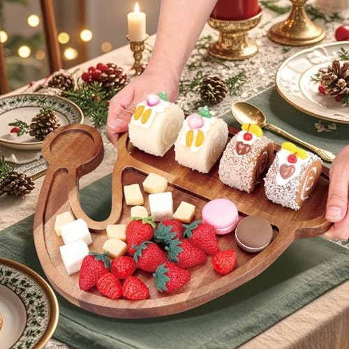 Acacia Wood Christmas Hat Tray Wooden Xmas Decorative Serving Platter