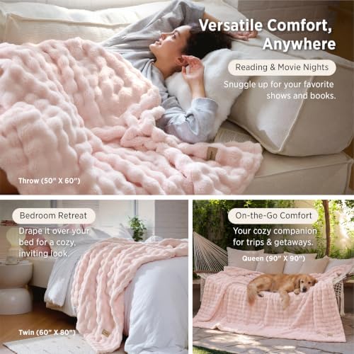 Bedsure Cloud Bubble Throw Blanket, Christmas Decor Gifts, Pink