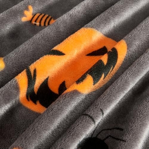 Edenleaf Halloween Blanket with Spooky Pumpkin Bat Ghost Spider Print