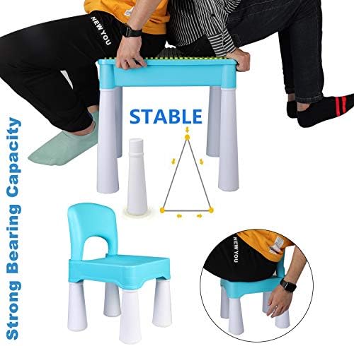 burgkidz Toddler Building Table Set: 1 Chair 128 Blocks Storage Box