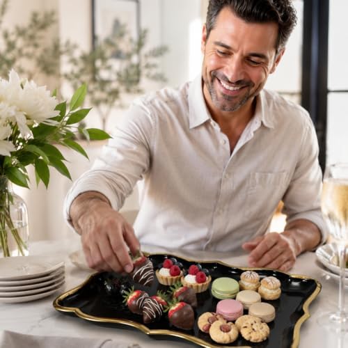 Black & Gold Rectangle Dessert Trays, 10 Pack, 9" x 13"