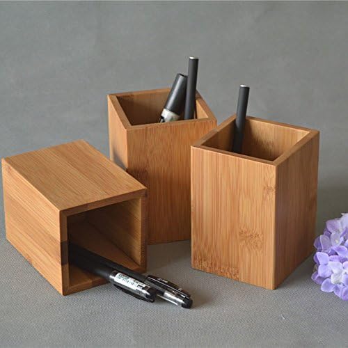 Bamboo Wood Desk Pen Pencil Holder Stand Multi Purpose Use Pencil Cup