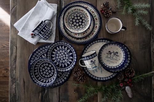 Blue Rose Polish Pottery - Blue Winter Nights Dinner Plate - 10.75"