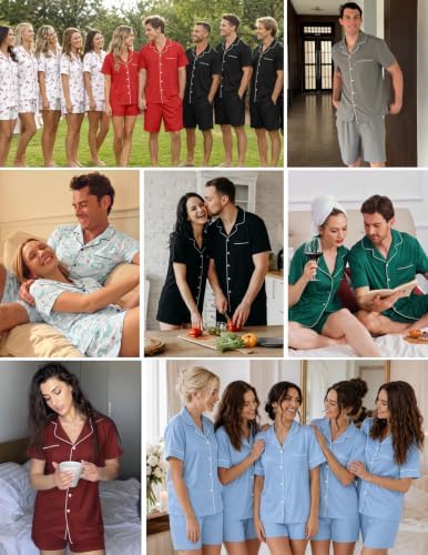 Ekouaer Matching Pajamas for Couples Short Sleeve Pjs 2 Piece Lounge