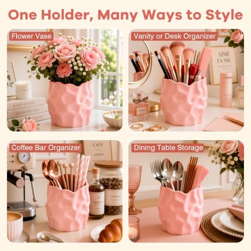 Pink Utensil Holder,Irregular Sculptural Design Kitchen Utensil Holder