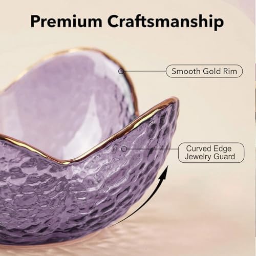 Purple Flower Jewelry Dish Glass Ring Holder Dish Jewelry Tray Cute