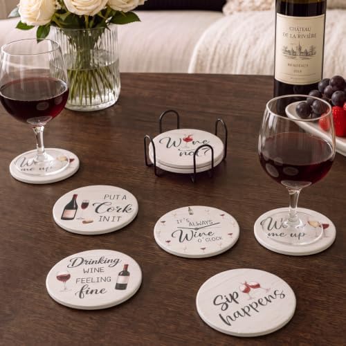 Rtteri Wine Coasters for Drinks Set of 8 Absorbent Ceramic Coasters