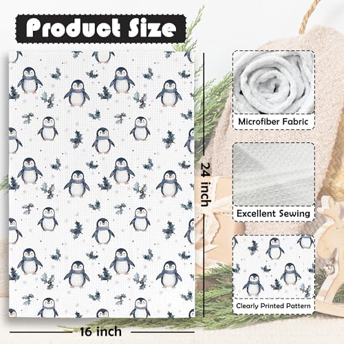 Winter Penguin Kitchen Towels Penguin Christmas Dish Towels, Winter