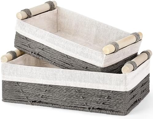 Mkono Woven Storage Basket Wicker Baskets for Organizing Toilet Paper