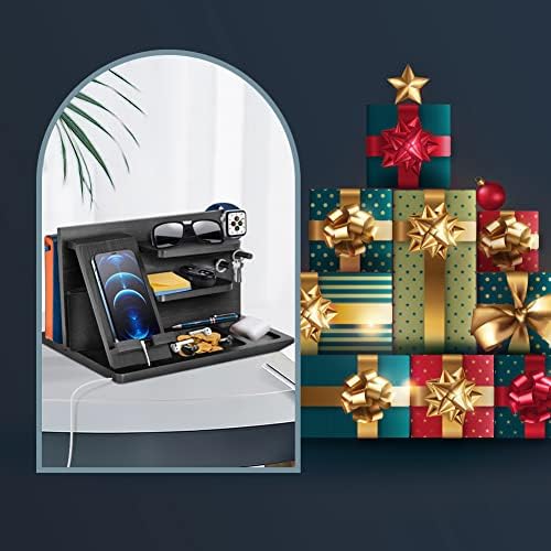 Gifts for Men Bedside Organiser Wood Phone Docking Station Dad