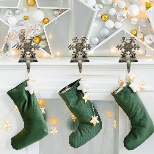 2 Pieces Snowflake Christmas Stocking Holder Christmas Hooks Skid