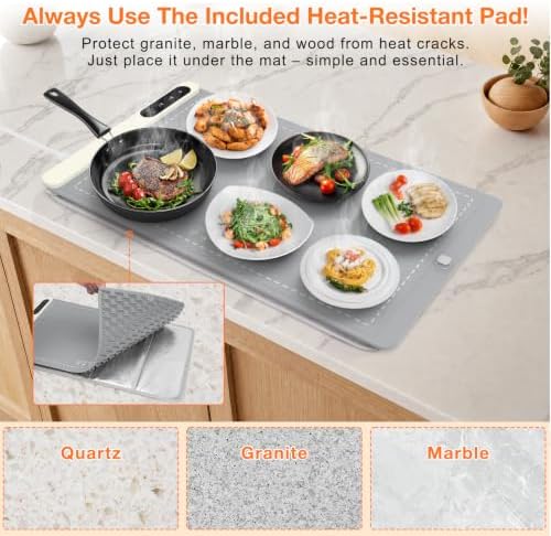 FYY Warming Mat for Food 24"x15", Rapid and Full Surface Heating Gray