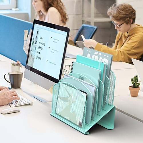 Delifox Inclined Desk File Organizer,Vertical File Folder Holder Stand