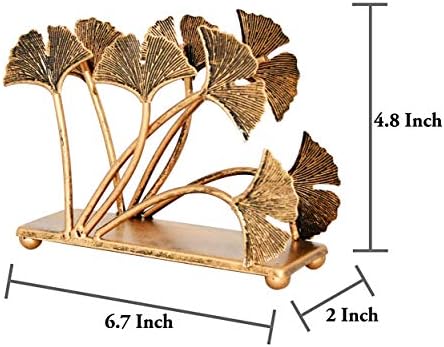 OwlGift Modern Ginkgo Leaves Design Napkin Holder for Tables, Metal