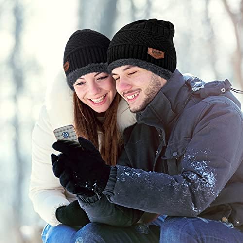 Loritta Winter Hats for Men, 3 PCS Fleece Beanie Scarf Gloves Set