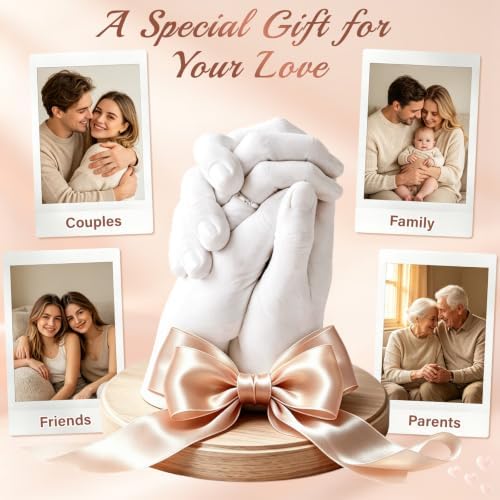 Hand Casting Kit for Couples, Families & Kids with Wood Base