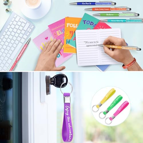 64 Pcs Inspirational Gift Bulk Notebook Pen Bracelet Keychain
