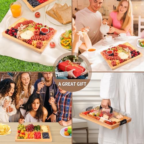 CAWIU Portable Charcuterie Board with Lid, Travel Cheese Board & Snack