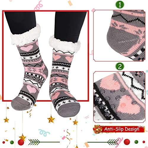 4 Pairs Christmas Fuzzy Socks Thick Fleece Warm,Classic Style