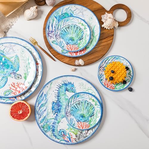 LEHAHA Extra larger Melamine serving bowl set, Coastal 13.75 Inch