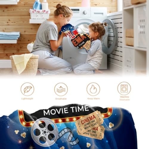 Movie Theater Popcorn Blanket Cinema Gifts for Men Women Boys Adults