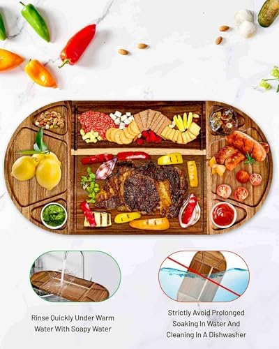 Large Acacia Wood Charcuterie Board Set, 3-Piece Magnetic Large Cheese