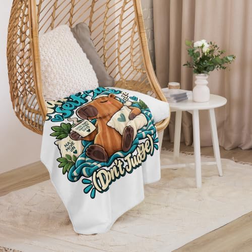 Napping is Self-Care Funny Capybara Graphic Sherpa Throw Blanket