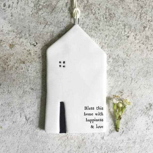 East of India House Porcelain Hanger - Bless this home, New Home Wall Decoration, Moving House Hanging Gift, Gift For Friends Family