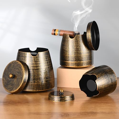 Cigar Ashtray with Lid for Outdoors Outside Patio Home Retro